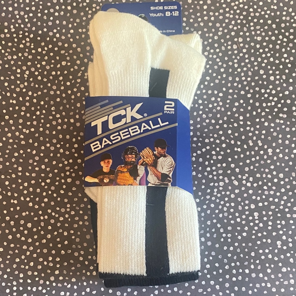 TCK Youth Baseball Socks - White and Black